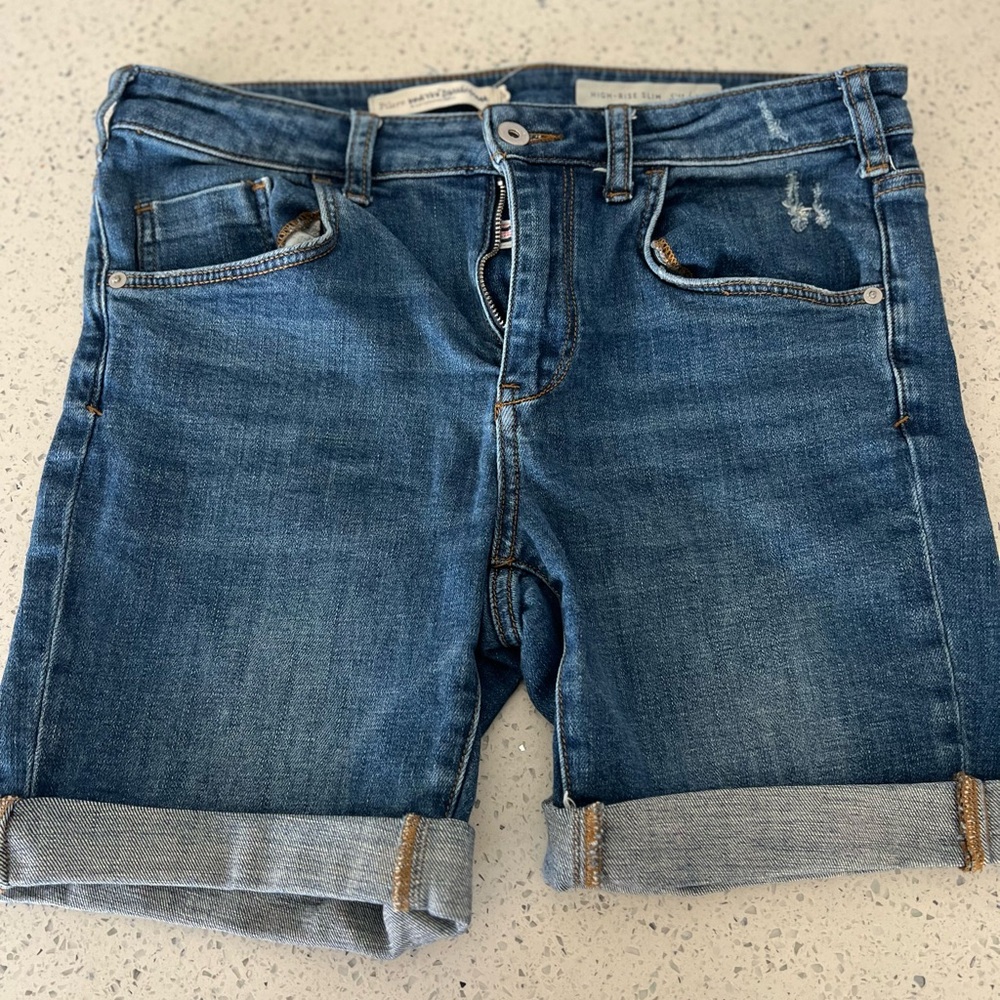 Anthropologie Pilcro Blue Denim Shorts High Rise Size Womens 29 EUC
